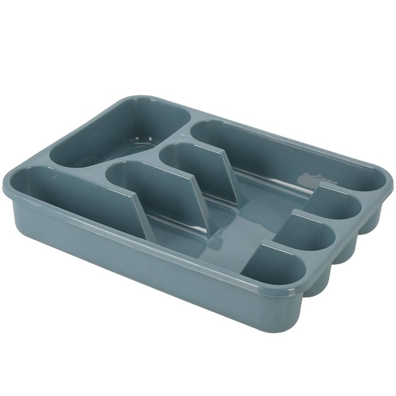 Foto van Excellent houseware bestekbak/keuken organizer - 5-vaks - blauw - 33,5 x 26,5 x 3,5 cm - bestekbakken