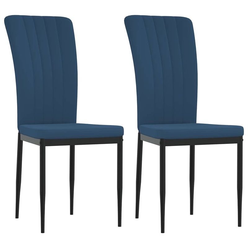 Foto van The living store eetkamerstoelen - blauw fluweel - ergonomisch ontworpen - stevig frame - 42x57.5x95 cm