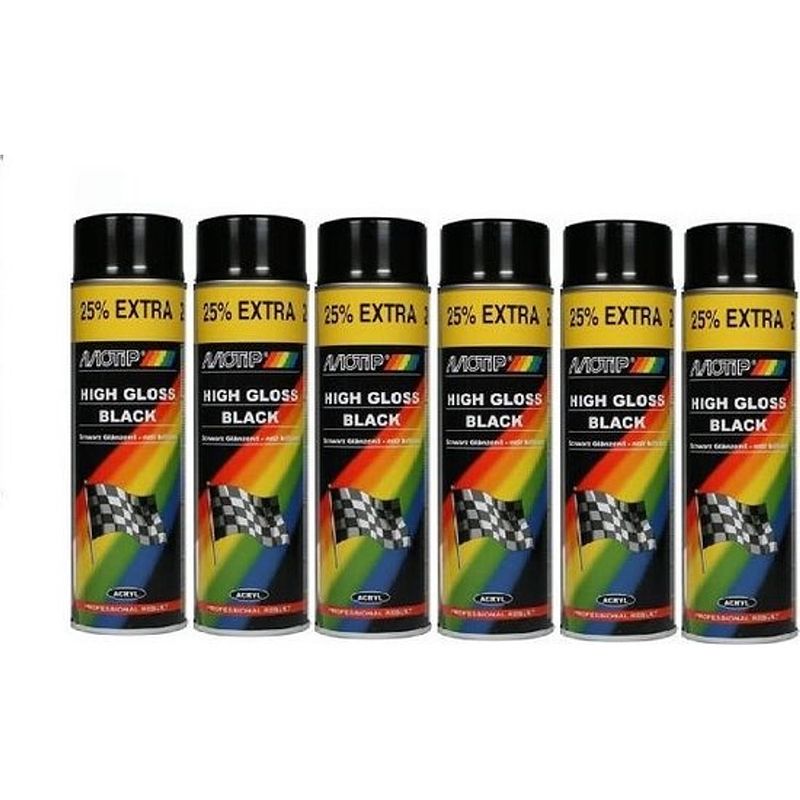 Foto van Motip hoogglans acryllak zwart - 500 ml - doos 6 stuks