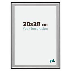 Foto van Fotolijst 20x28cm zwart zilver gepolijst hout birmingham