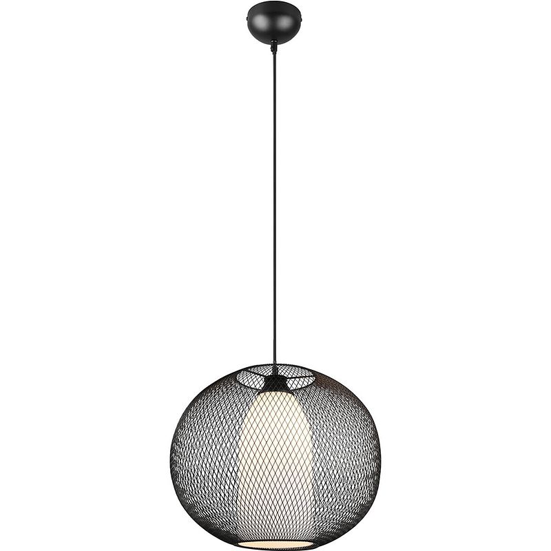 Foto van Led hanglamp - trion filtran - e27 fitting - 1-lichts - rond - mat zwart - aluminium