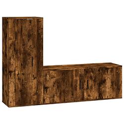 Foto van The living store tv-meubelset 100x34.5x40 cm - 40x34.5x100 cm gerookt eiken