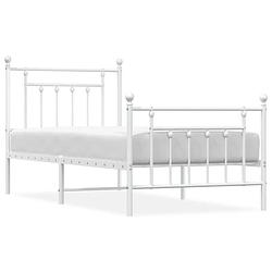 Foto van Vidaxl bedframe met hoofd- en voeteneinde metaal wit 90x190 cm