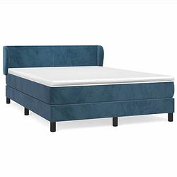 Foto van The living store boxspringbed - donkerblauw - fluweel - 193 x 147 x 78/88 cm - pocketvering matras - middelharde