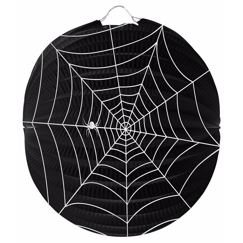 Foto van Halloween - 5x bol lampionnen spinnenweb 22 cm - feestlampionnen