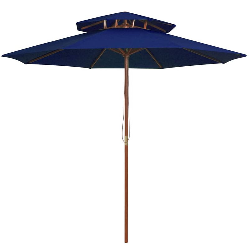 Foto van Vidaxl parasol dubbeldekker met houten paal 270 cm blauw