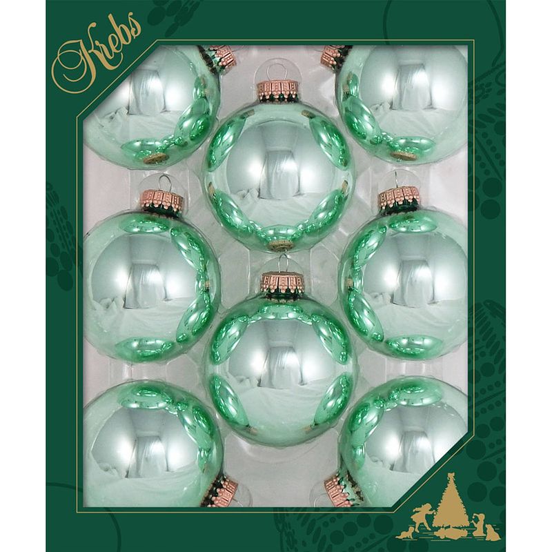 Foto van 8x seafoam groene glazen kerstballen glans 7 cm kerstboomversiering - kerstbal