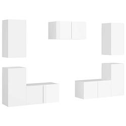 Foto van The living store tv meubel - hoogglans wit - 60 x 30 x 30 cm - 30.5 x 30 x 60 cm - set van 3 tv meubels