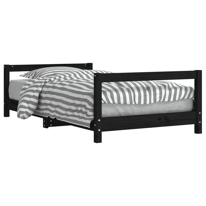 Foto van Vidaxl kinderbedframe 80x160 cm massief grenenhout zwart