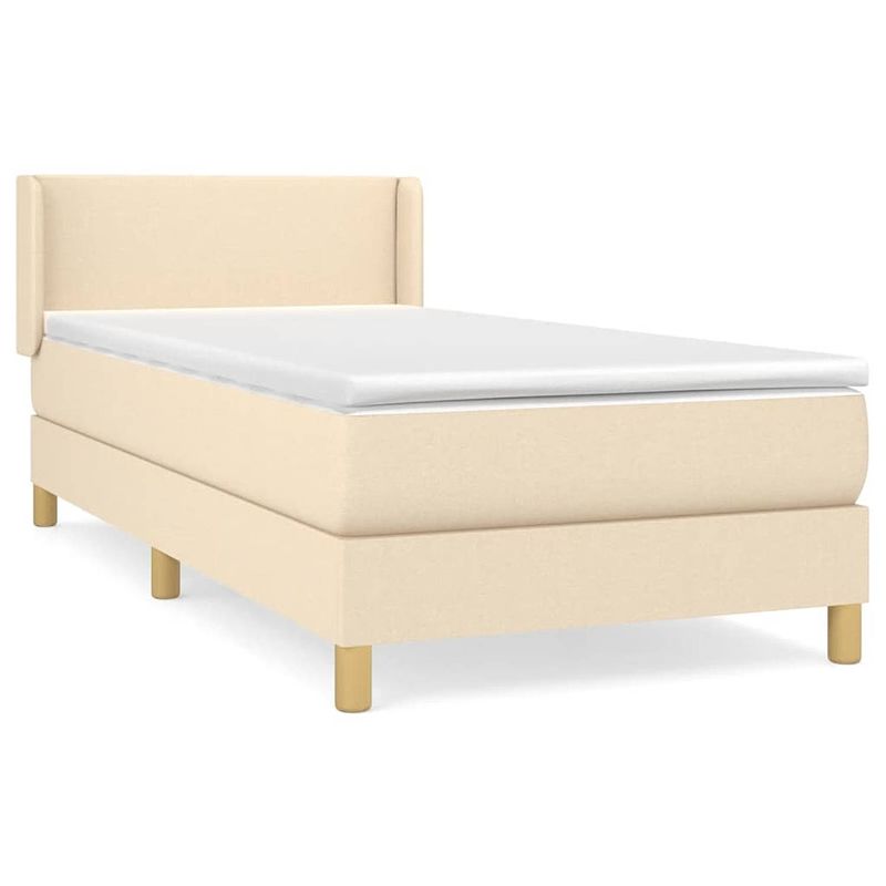 Foto van The living store boxspringbed - comfort - bed - 203 x 103 x 78/88 cm - crème - pocketvering matras - middelharde