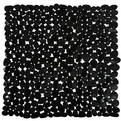 Foto van Msv douche/bad anti-slip mat - badkamer - pvc - zwart - 53 x 53 cm - badmatjes