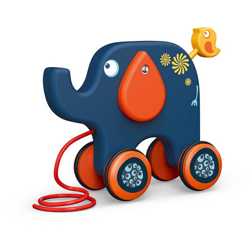 Foto van Luna trekfiguur olifant junior 26,5 cm hout blauw/oranje