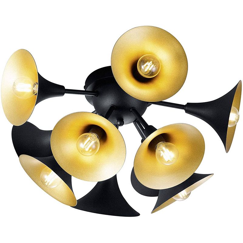 Foto van Trio plafondlamp orchestra 26 cm 10 x e14 staal 28 w zwart