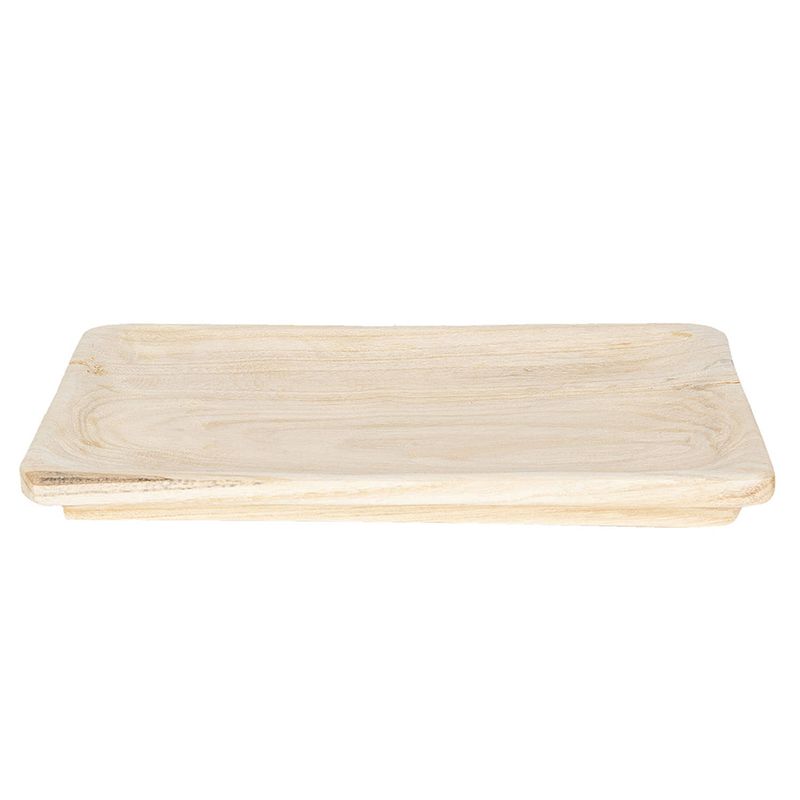 Foto van Haes deco - decoratief dienblad beige 41x28x4 cm - van hout