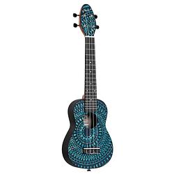 Foto van Ortega keiki k2ss-bkc soprano size ukulele blue kaleidoscope sopraan ukelele set