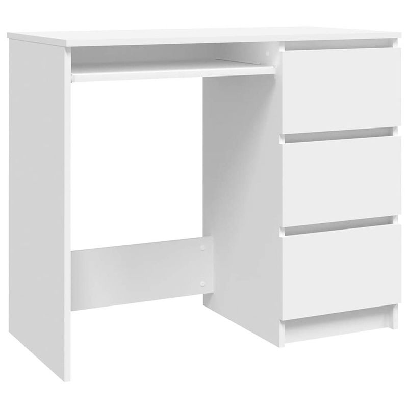 Foto van The living store bureau - spaanplaat - 90 x 45 x 76 cm - met 3 lades - wit