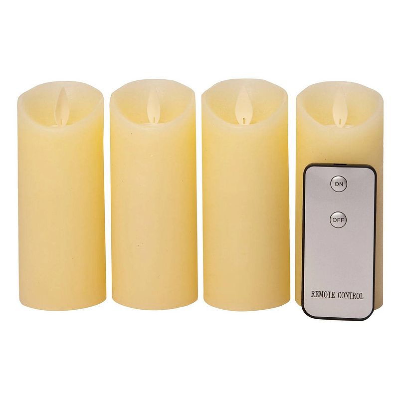Foto van 4x stuks led kaarsen/stompkaarsen ivoor wit d5,2 x h12,5 cm - led kaarsen