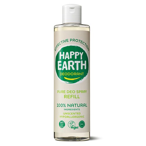 Foto van Happy earth 100% natuurlijke deo spray unscented navulling
