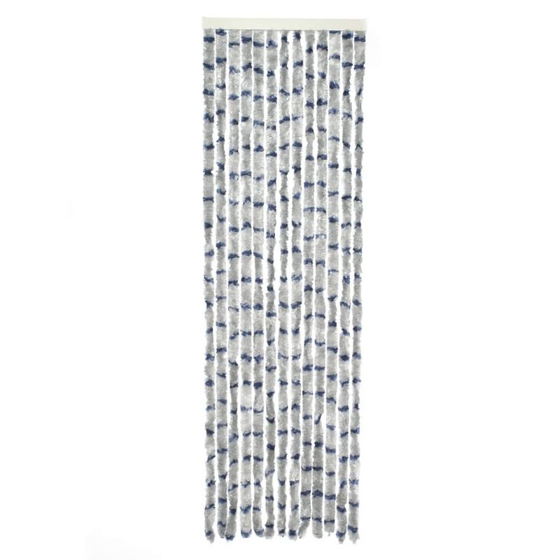 Foto van Travellife vliegengordijn chenille stripe 185x56 cm grijs en blauw