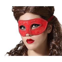Foto van Verkleed oogmasker - rood - kant patroon - volwassenen - halloween/gemaskerd bal - verkleedmaskers