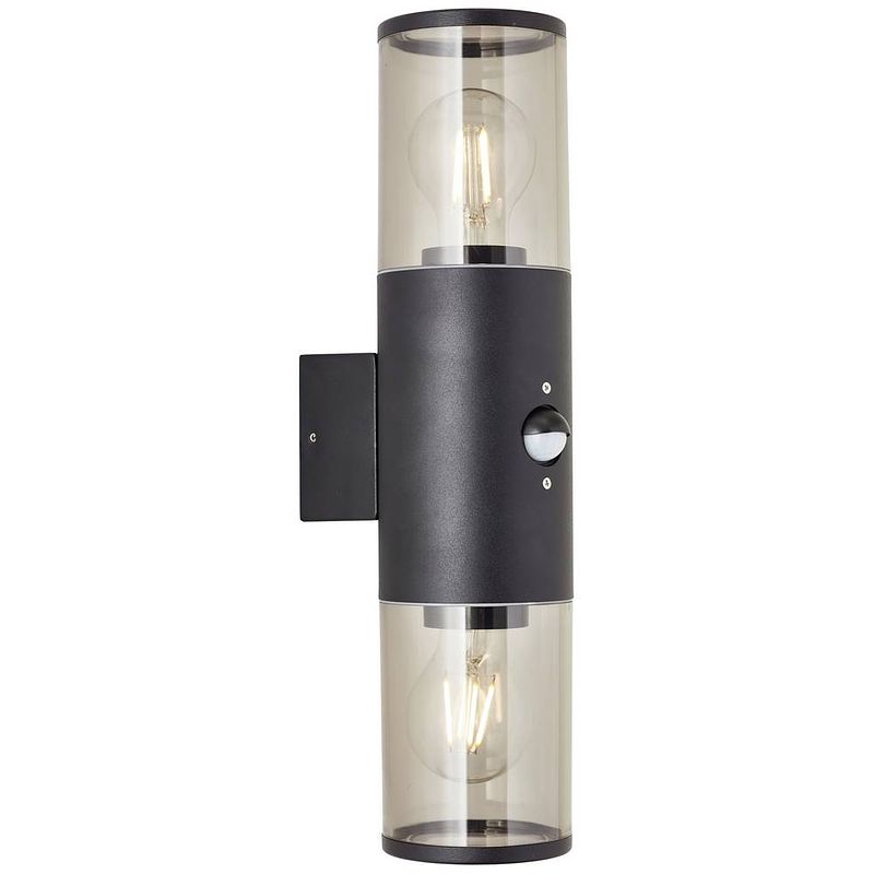 Foto van Brilliant sergioro 96474/63 buitenlamp met bewegingsmelder (wand) e27 zwart (mat)