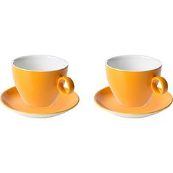 Foto van Maastricht porselein cappuccinokop en schotel bart colour cafe 23 cl 15 cm oranje porselein 2 stuk(s)