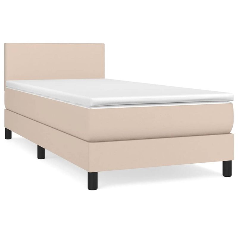 Foto van The living store boxspring bed - cappuccino - kunstleer - 203x100x78/88 cm - hoogwaardig materiaal