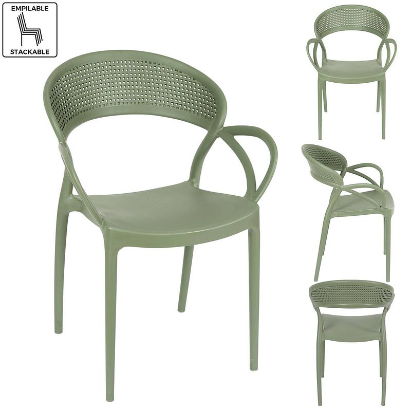 Foto van 4goodz sevilla groen 4 stuks comfortabele tuinstoelen - stapelbaar