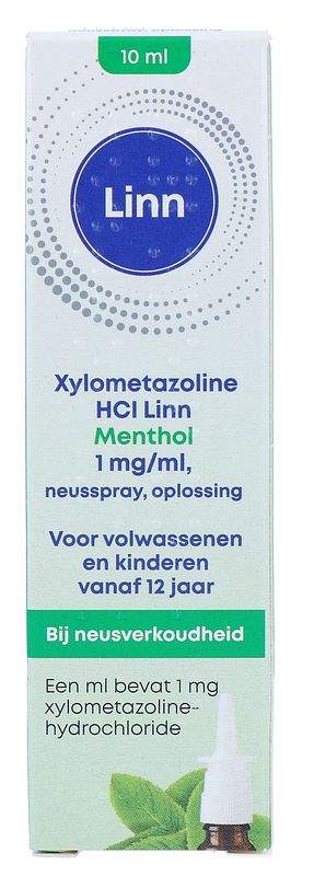 Foto van Linn xylometazoline 1mg/ml menthol neusspray