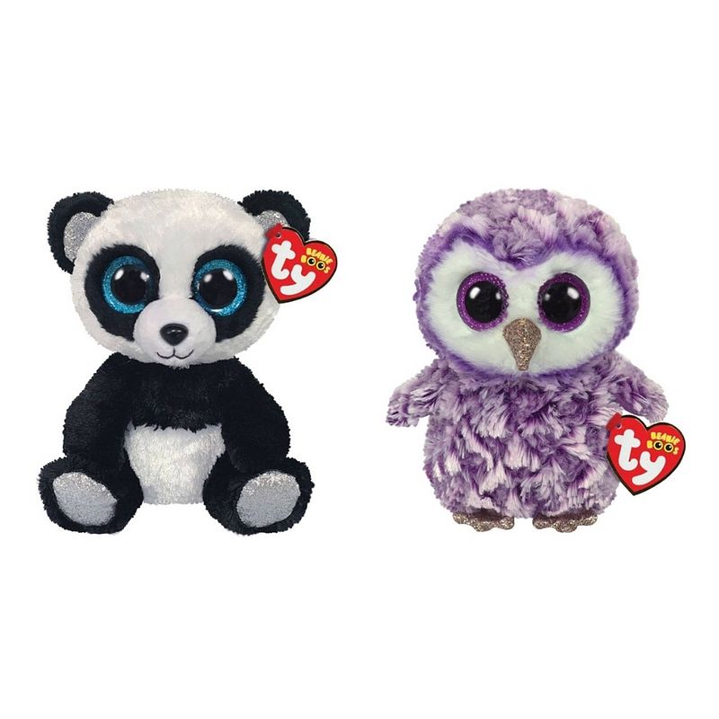 Foto van Ty - knuffel - beanie boo's - bamboo panda & moonlight owl