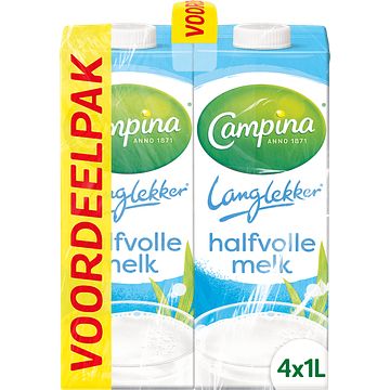 Foto van Campina langlekker halfvolle melk voordeel 4 x 1l bij jumbo