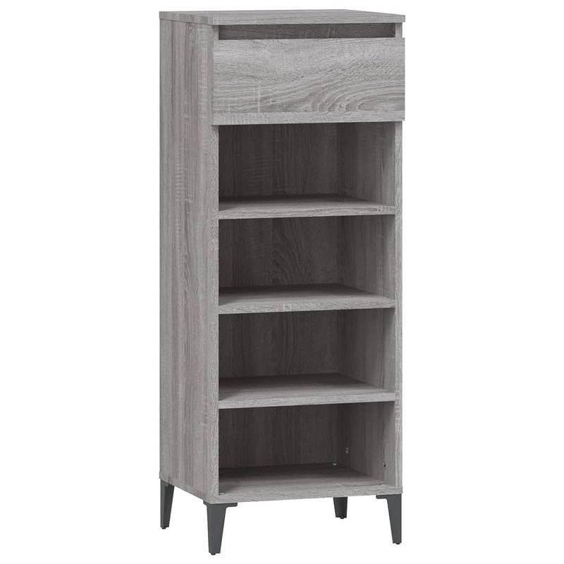 Foto van The living store schoenenrek industrieel - 40 x 36 x 105 cm - grijs sonoma eiken