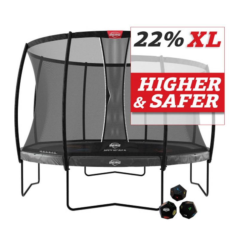 Foto van Berg trampoline elite levels met veiligheidsnet - safetynet deluxe xl - 430 cm - grijs - met airflow - twinspring