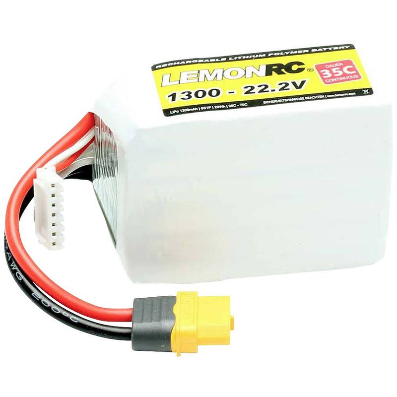 Foto van Lemonrc lipo accupack 22.2 v 1300 mah aantal cellen: 6 35 c softcase xt60