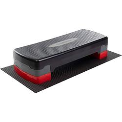 Foto van Scsports aerobic step, fitness step, in hoogte verstelbaar, met mat, zwart/rood/grijs, 68 x 28 x 10/15 cm