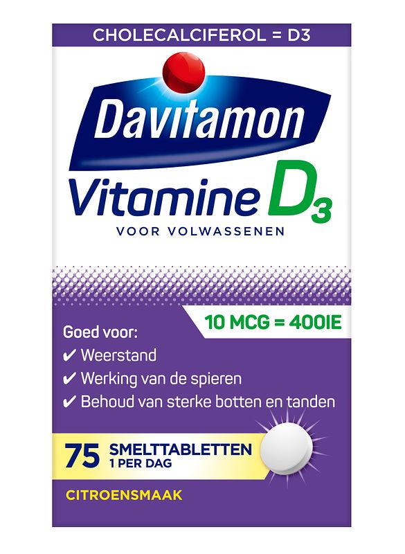 Foto van Davitamon vitamine d 400ie smelttabletten citroen