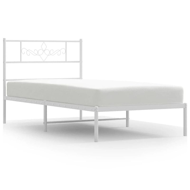 Foto van Vidaxl bedframe met hoofdbord metaal wit 90x190 cm