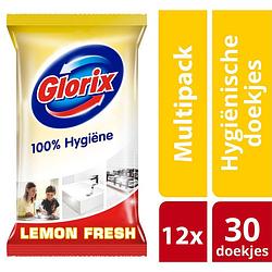 Foto van Glorix hygiënische doekjes lemon - 12 x 30 stuks