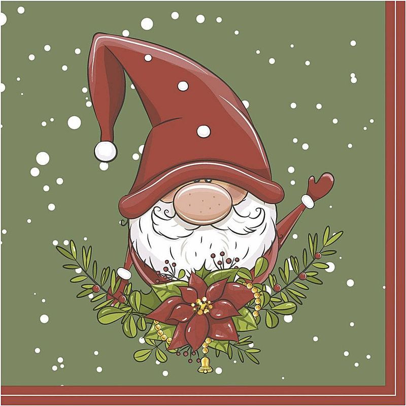 Foto van 20x kerst servetten santa elf print 33 x 33 cm - feestservetten