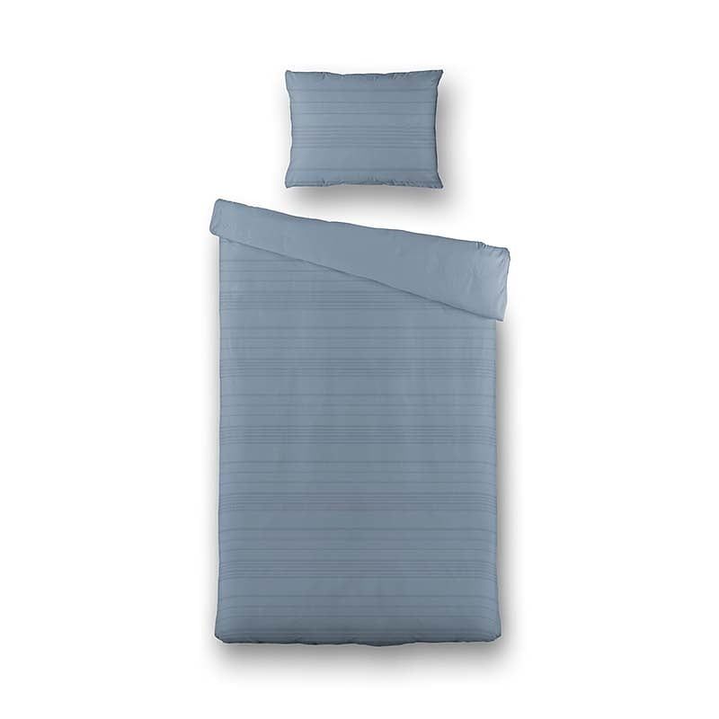 Foto van Luna bedding luna embossed stripes - blauw dekbedovertrek 1-persoons (140 x 220 cm + 1 kussensloop) dekbedovertrek