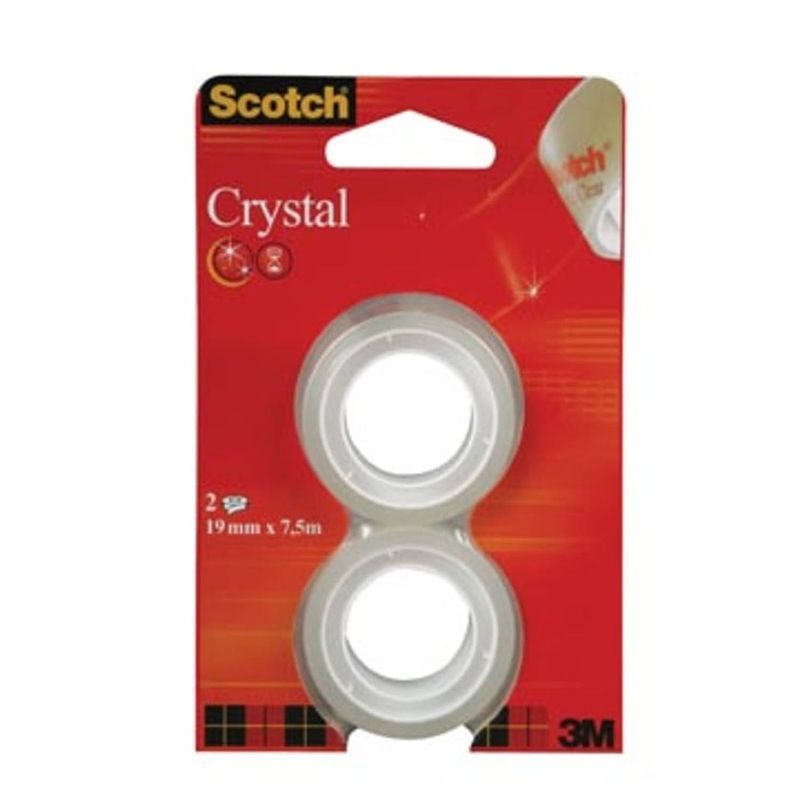 Foto van Scotch plakband crystal ft 19 mm x 7,5 m, blister met 2 rolletjes