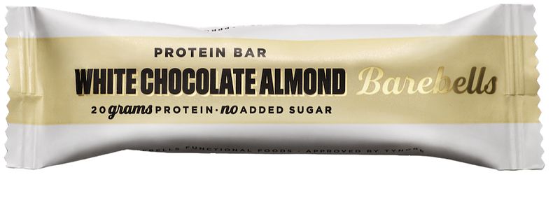 Foto van Barebells protein bar white chocolate almond 55g bij jumbo