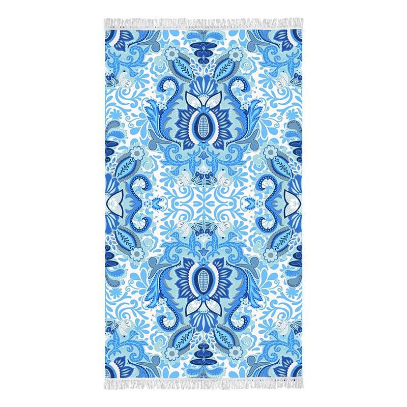 Foto van Happiness yogi strandlaken - 100% katoen velours - 100x180 cm - blauw