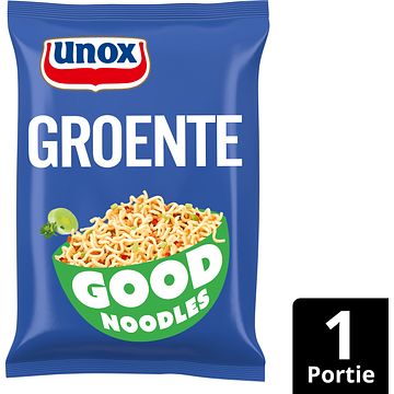 Foto van 2 zakken soep a 570 ml, pakken cupasoup a 3 stuks of single verpakkingen noodles of pasta | unox good noodles groente 70g aanbieding bij jumbo