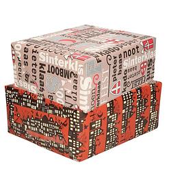 Foto van Setje van 8x rollen sinterklaas inpakpapier/cadeaupapier 2,5 x 0,7 meter 2 soorten prints - cadeaupapier