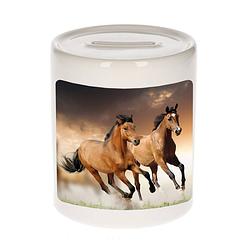 Foto van Dieren foto spaarpot bruin paard 9 cm - paarden spaarpotten jongens en meisjes - spaarpotten