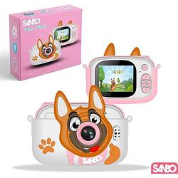Foto van Sanbo t31 pro kindercamera roze incl. 32gb sd-kaart en reader fototoestel kinderen speelcamera