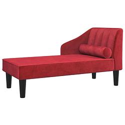 Foto van The living store chaise longue - fluweel - wijnrood - 120 x 57 x 63 cm