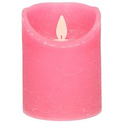 Foto van 1x fuchsia roze led kaarsen / stompkaarsen met bewegende vlam 10 cm - led kaarsen