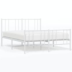 Foto van Vidaxl bedframe met hoofd- en voeteneinde metaal wit 140x190 cm